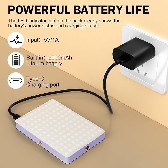 120 LED Selfie Light for iPhone, Portable Phone Light with Clip & Camera Tripod Adapter - 5000mAh Rechargeable, 3 Lighting Modes, CRI 97+ for Video Recording, TikTok, Tripod Mount Rings - Image 6