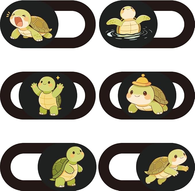 6Pcs 6 Styles Turtle Camera Cover Slide Cute Privacy Guard Accessories, 0.04 Inch Ultra Thin Webcam Cover Protector Blocker for Laptop Desktop Computer Tablet Notebook Mini PC Office Use by PRESSINART