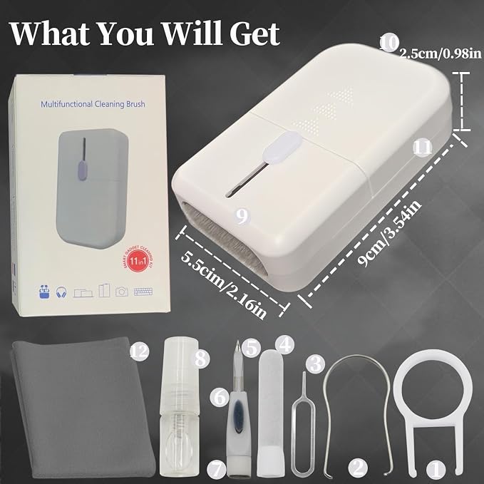 Laptop PC Gaming Keyboard Cleaning Kit Accessories for iPhone iPad MacBook Pro, Hatstart 11 in 1 Electronics Computer Phone Screen Cleaner Spray, Earbud Cleans Pen for Airpod, Tech Desk Gifts for Men - Image 2