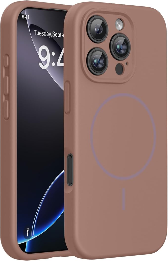 miracase Magnetic for iPhone 16 Pro Max Case, [Soft Anti-Scratch Microfiber Lining], Compatible with MagSafe, Liquid Silicone Case Shockproof Drop Protection Phone Case for 16 ProMax,Chocolate | Compatible with MagSafe, Soft Microfiber Lining, Premium ... by Miracase