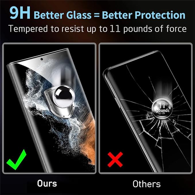 Samcorn 3 Pack Galaxy S22 Ultra Screen Protector, HD Clear Tempered Glass, Fingerprint Unlock, 3D Curved, Scratch Resistant, No Bubble for Samsung Galaxy S22 Ultra 5G Glass Screen Protector - Image 3