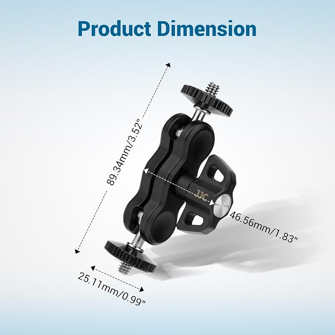 Universal Adjustable Magic Arm with 2 Ballhead & 1/4''-20 Screws for Super C Clamp Action Camera Cage, 360° Rotatable Double Ball Head Adapter for Insta360 X5 X4 Air Osmo Action 6 5 Pro Nano Pocket 4 - Image 6