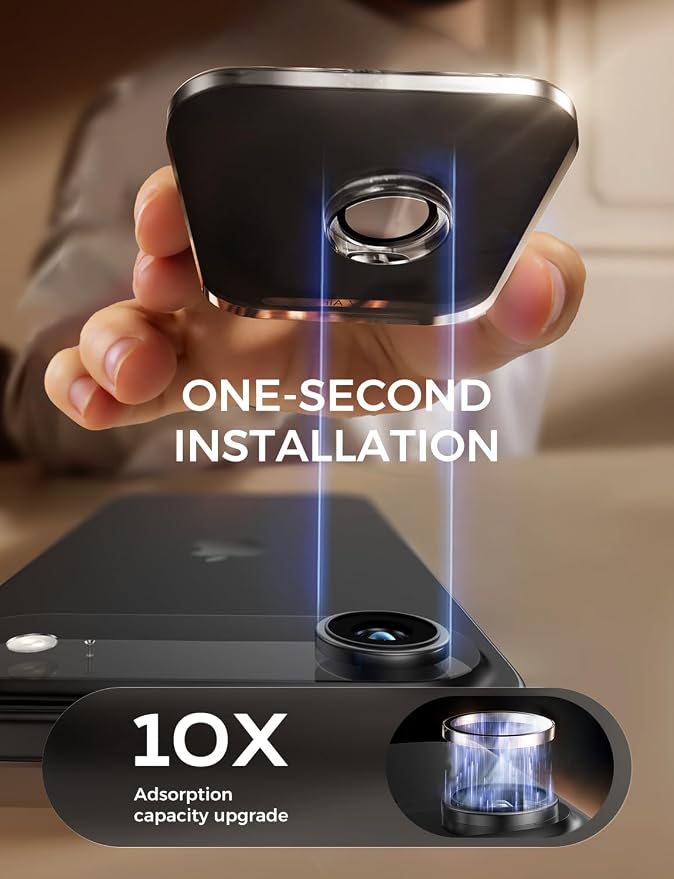 MAGIC JOHN for iPhone Air Camera Lens Protector [Alignment Kit&1:1 Invisible Fit] 9H Aerospace Tempered Glass, Ultra HD, Metal Individual Ring，Case Friendly, Set of 2,Clear - Image 2