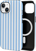 TPU Phone Case for iPhone 14, MagSafe Wireless Charging Compatible, Shockproof Slim Fit Protective Cover with Anti-Yellowing & Raised Camera Protection (Blue Stripe, iPhone 14) by Unknown