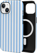 TPU Phone Case for iPhone 15, MagSafe Wireless Charging Compatible, Shockproof Slim Fit Protective Cover with Anti-Yellowing & Raised Camera Protection (Blue Stripe, iPhone 15) by Unknown