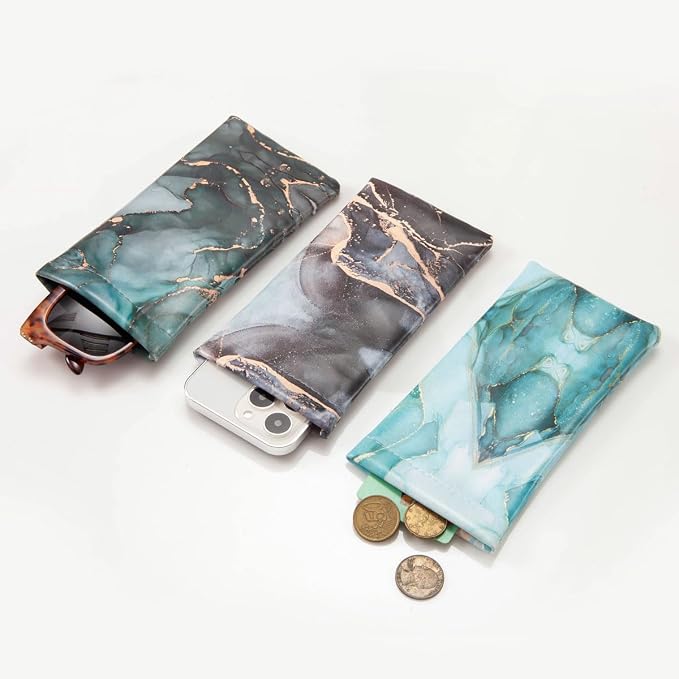 TRIUMPH VISION Eyeglass Case Glasses Case Soft Sunglass Pouch Sleeve 3 Pack | Slim Lightweight Alternative to Bulky Case, Leather Lined Protect Lens, Squeeze Easy to Use, Stylish Portable for Daily Use - Image 6