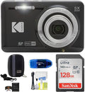 Kodak Pixpro FZ55 Digital Camera (Black) Bundle, Includes: SanDisk 128GB Memory Card, Hard Shell Camera Case, SD Card Reader and More (6 Items) by Unknown