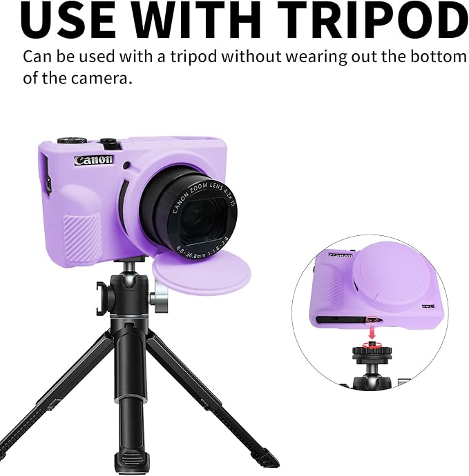 Easy Hood Camera Case Cover for Canon Powershot G7X Mark III Camera(Purple) | With Removable Lens Cover,Soft Silicone Protective Case,Anti-Scratch,Slim Fit,Enhanced Grip,Lightweight Camera Accessories - Image 6