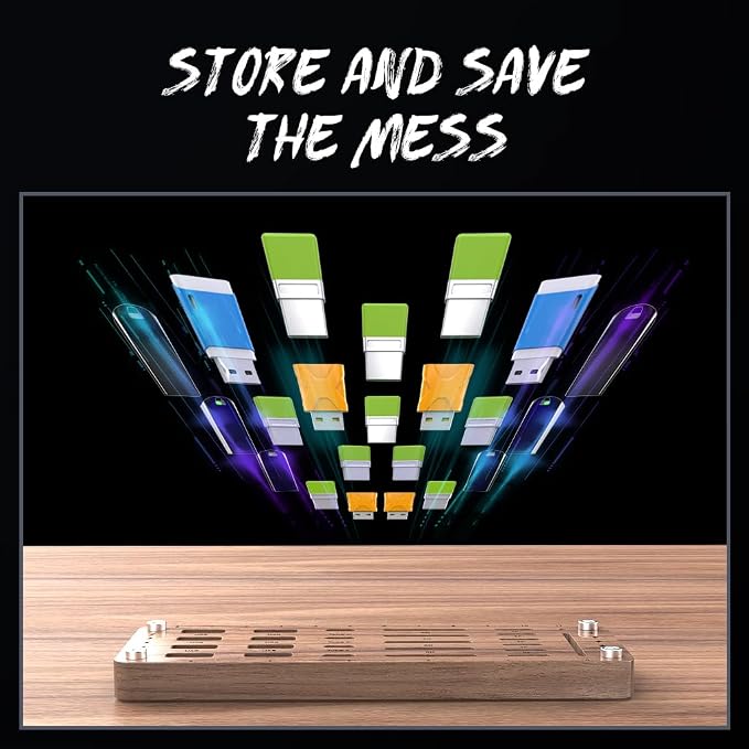 25 Slot Wooden Memory Card Case Box and USB Drive Stand - SD Card Holder, Micro SD Case, Mobile Card Taking Needle - FSNH01M - Image 6