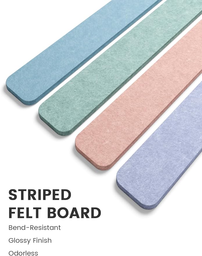 Fluxynara 13" x 2" Felt Wall Panels, Coastal Haze | 8-Pack Includes 50 Push Pins and Adhesive Tabs for Photos, Notes and Decor in Bedroom Doors, Home Office or Studios - Image 3