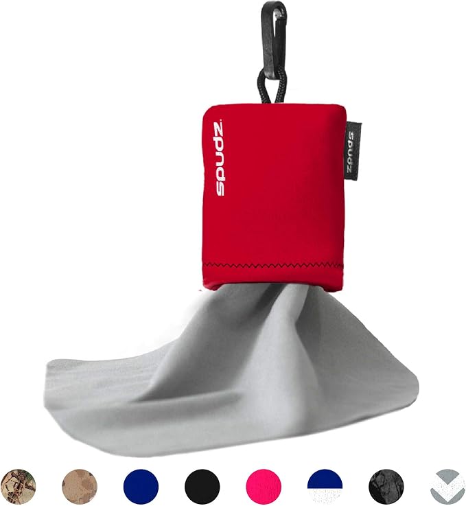 Classic Microfiber Lens Cleaner – Clip-On Pouch, Washable – for Binoculars, Scopes, Glasses, Screens | Classic | Red, 10 x 10 Inch - Image 2