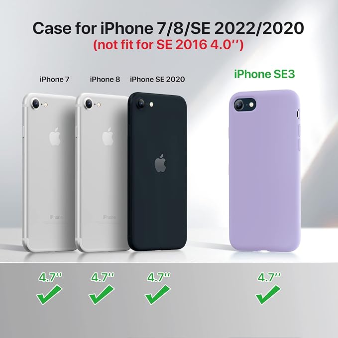 Miracase Silicone for iPhone SE 2022/SE 2020/7/8 Case,Light Purple | Ultra Slim Cover with Screen Protector, Soft Microfiber Lining, Multi-Color Premium Silicone Shockproof Phone Case - Image 6