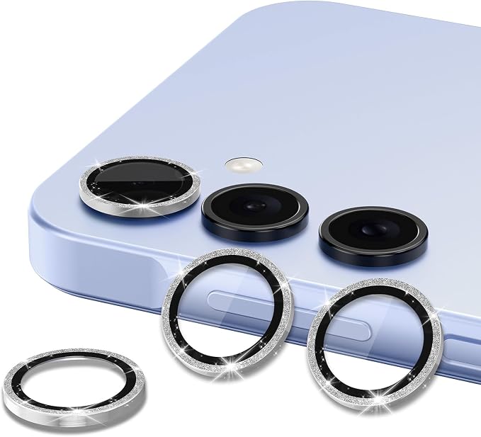 Camera Lens Protector for Samsung Galaxy A35 5G, 9H Tempered Glass, Scratch Resistant, 1 Set - Silvery Sparkly - Image 2