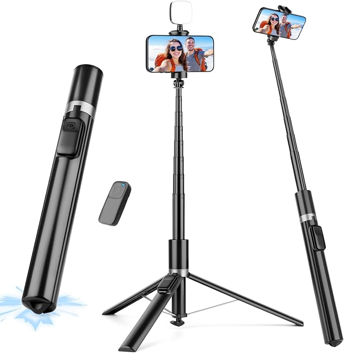 VICTIV 68" Phone Tripod, Auto Open iPhone Tripod with Remote and Fill Light | Extendable Selfie Stick Tripod for iPhone Android, Cell Phone Stand for Video Recording, Selfies, Vlogging, Live Streaming by Victiv