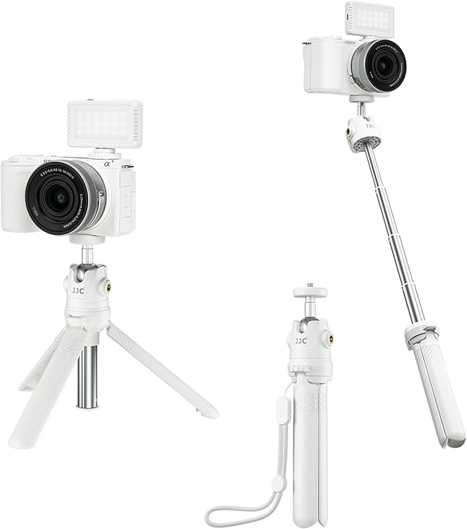 JJC Extendable Mini Tripod & Selfie Stick for Sony ZV1F ZV1 ZVE10 RX100 VII | for Sony ZV-E10 II ZV-1F ZV-1 II A6100 A6400, Canon PowerShot V1 SX740 HS G7X Mark III II EOS R100 R50 R10 & More by JJC