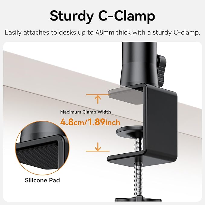 ULANZI ZJ02 Camera Desk Mount Stand Overhead Magic Articulating Arm | 98cm/38.6inch, 4-Section Adjustable, Aluminum, 1/4" Ball Head, for Cameras DSLR Lights Streaming Photo Video Shooting - Image 3