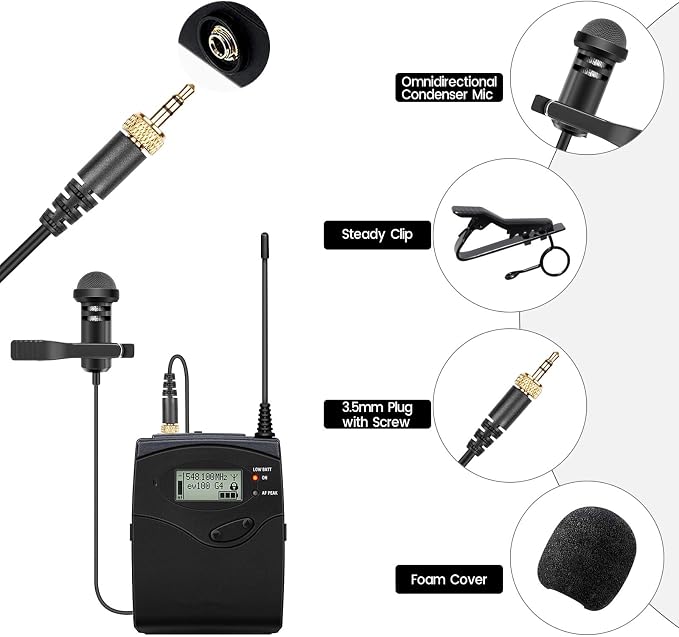 2-Pack Lavalier Lapel Microphone for Sennheiser Wireless Transmitter, 3.5mm | Omnidirectional Condenser Mic with Screw Lock for YouTube, Lectures, Living Performance - Image 4