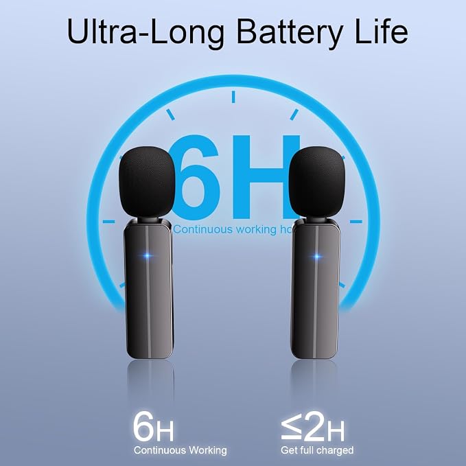 2-Pack Wireless Mini Lavalier Lapel Microphone for iPhone 15,16,Android Phone - 65ft Cordless Clip on Dual Mics with Noise Reduction 6H Working Time for Video Recording Vlogging, YouTube, Interview - Image 5