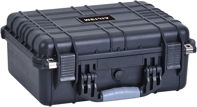 MEIJIA All Weather IP67 Waterproof Hard Camera Case,Hard Protective Case,Hard Case with Customizable Foam,Fit Use of Drones,Camera,Equipments,Pistols(Black,15.98x12.99x6.85inches) by MEIJIA