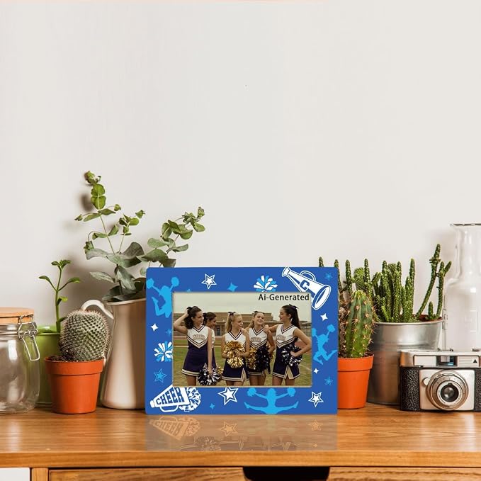 Blue Cheerleading Picture Frame for 4x6 Photo, Cheer Team Photo Frame with Easel Back, Desk Shelf Decor, Gift for Cheerleaders Coach Girls Team Senior Night End of Season - Image 5