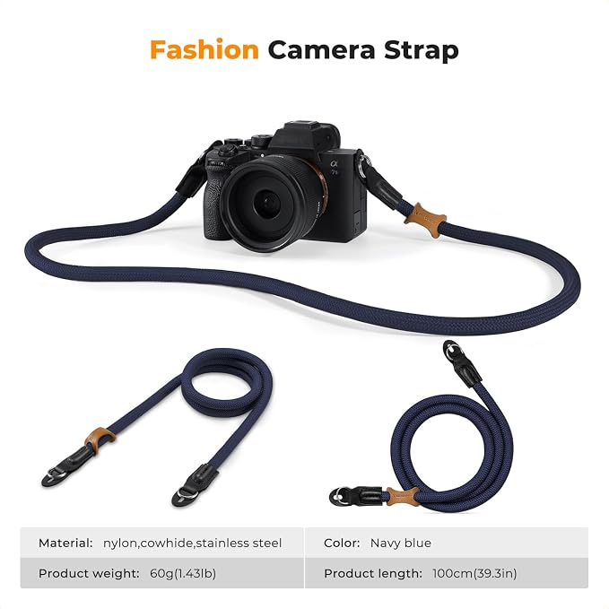 K&F CONCEPT Camera Neck Strap,100cm Camera Shoulder Strap | Nylon Rope, with O-ring for DSLR Camera, for Street Photography, BJ01 - Image 7
