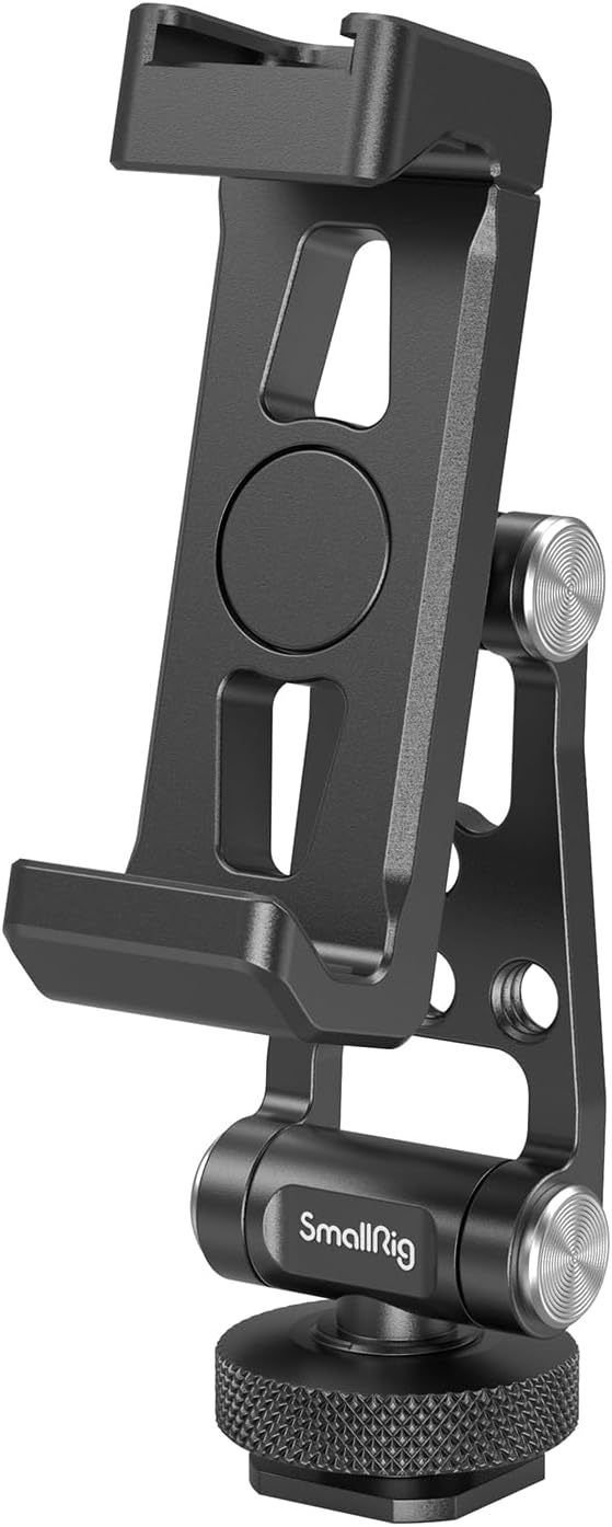 SMALLRIG Universal Metal Phone Support with Cold Shoe Mount, Smartphone Holder Adapter Support Free Adjustment Joints, Phone Tripod Mount for iPhone 17 16 15 14, for Samsung Galaxy etc. - 4382 by SmallRig