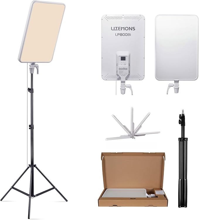 Godox LP800BI 85W LED Video Light Panel with Stand, 28" Large Soft Light | 2800K-6500K Bi-Color, 2.6" Ultra-Thin Studio Lighting, APP Control, CRI 96+, TLCI 98+, for YouTube, Recording, Live Streaming by GODOX