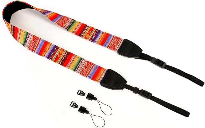Camera Strap Canvas Rainbow Shoulder Strap with Quick Release Buckles | Adjustable Vintage Neck Shoulder Carrying Strap for DSLR SLR Most Digital Cameras - Image 3