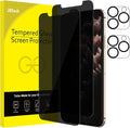 JETech Privacy Screen Protector for iPhone 11 Pro Max, 2+2 Pack | with Camera Lens Protector, Anti-Spy 9H Tempered Glass, Fingerprint ID Compatible by JETech
