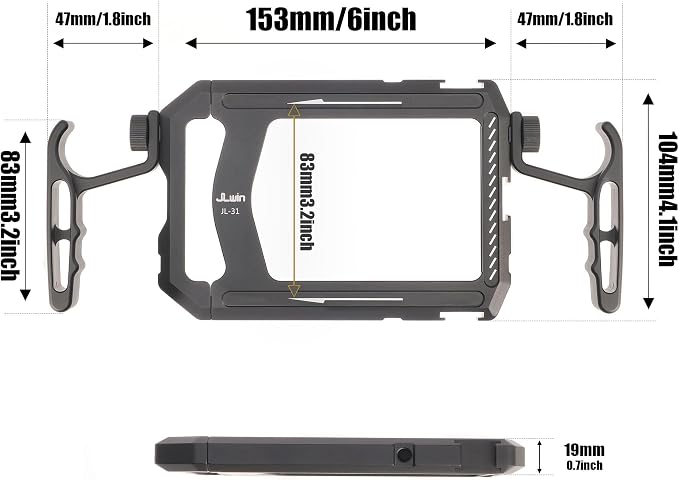 Fotga Aluminum Universal Smartphone Cage Photo Video Stabilizer with Handles Rig for iPhone 17 16 15 14 Pro Max Samsung Cell Phone Vlog Live Stream Video Recording,with Cold Shoe Tripod Mount - Image 6