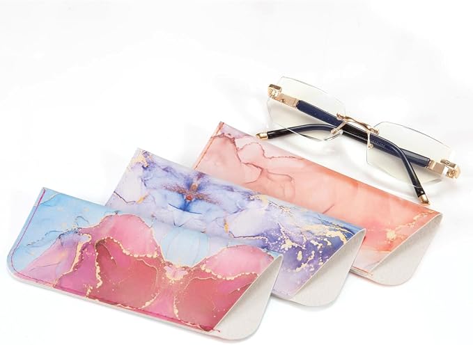 TRIUMPH VISION 3 Pack Reading Glasses Pouch Soft Case Eyeglass Sleeve Slim | Alternative to Bulky Case in bag, Lightweight Lined Padded Protect Optical lens Slip in, Cute Pattern Portable for Daily Use - Image 5