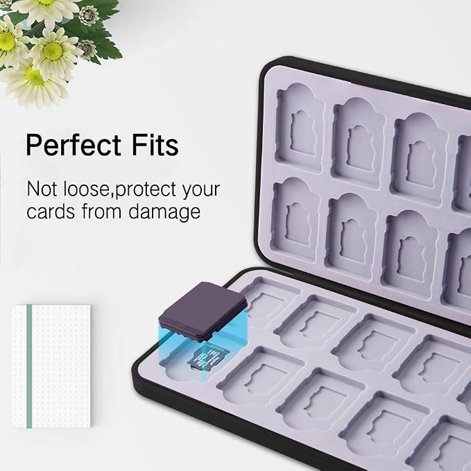 PERFECTSIGHT Switch Game Card Case for Nintendo Switch 2 / Lite/ OLED, Cute 24 Game Holder Cartridge Case for Game Cards and 48 SD Cards, Kawaii Portable Compact Storage Box, Black Ball - Image 3