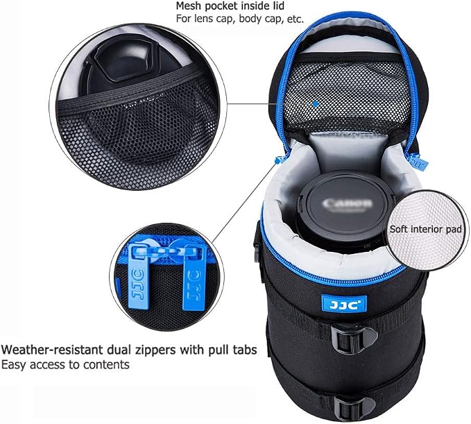 JJC Camera Lens Case Pouch, Padded Bag Fits Lens up to 4.3 x 8.9 (D x L) | for Canon RF 600mm/EF 70-200mm/Nikon Nikkor AF-S 70-200mm/AF 80-200mm Lens & More, Water-Resistant, with Shoulder Strap - Image 6
