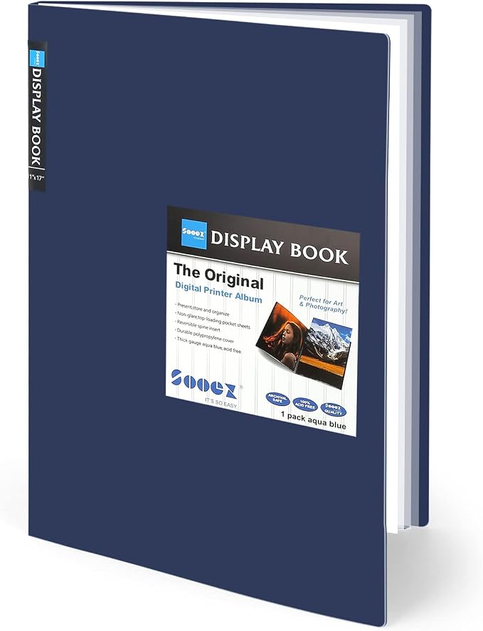 Sooez Art Portfolios 11x17", Portfolio Folder with 30 Pockets & Black Inner | Large binder sleeves, Display 60 Pages, 11x17 Presentation Book for Artwork Storage, Binder with Plastic Sleeves for Artist by Sooez