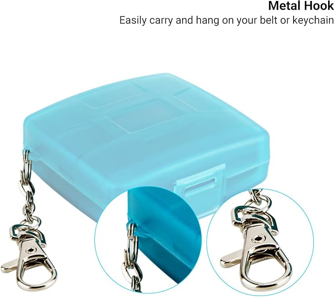 8 Slots Memory Card Case for 4 SD/SDHC/SDXC Cards and 4 Micro SD/TF Cards,Anti-Dust Crush Resistance,SD Card Case Small Micro SD Holder with Chain (Blue) - Image 3