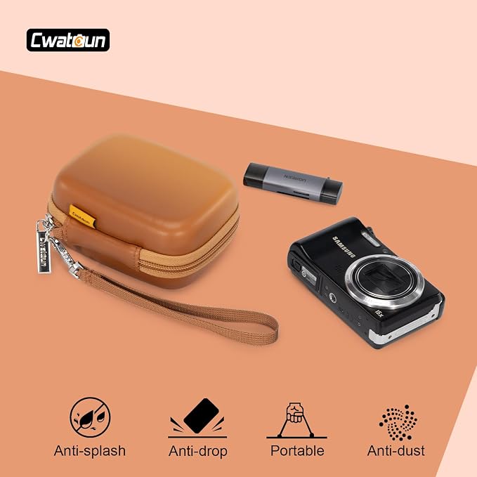 Cwatcun Digital Camera Case, Compact Protective Pouch for Kodak/Canon/Sony | Fits cameras up to 4.9"x3.5"x2.2". 900Dscratch-resistant, water-repellent, 3-layer shockproof sponge, detachable wristband. - Image 9
