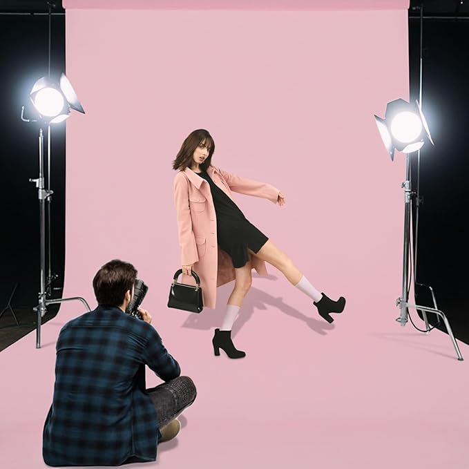 TRLYC Pink Photography Backdrops 10x10 FT Seamless Background for Studio | Pink Backdrop for Photoshoot Video Backgrounds Screen Party Wrinkle-free Polyester Non-Glare Rod Pocket Easy Setup - Image 6