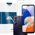 Galaxy A14 HD Clear Tempered Glass Screen Protector + Camera Lens Protectors, [2+2 Pack] [3D Glass] [Anti-Glare] [Bubble-Free] Screen Protector Glass For Samsung Galaxy A14 by YEYEBF