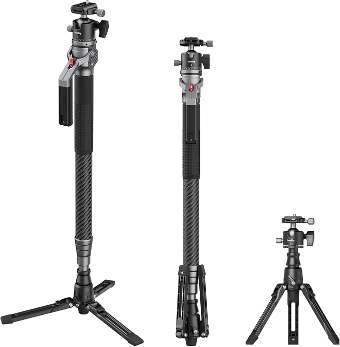SmallRig 166.5cm / 65.6" Carbon Fiber Monopod for Camera, Compact Camera Monopod with One-Touch Height Adjustment, Max. 5kg Playload Ball Head, Storage Size of 68cm / 26.8", Weighs 1.72kg / 3.8lb by SmallRig