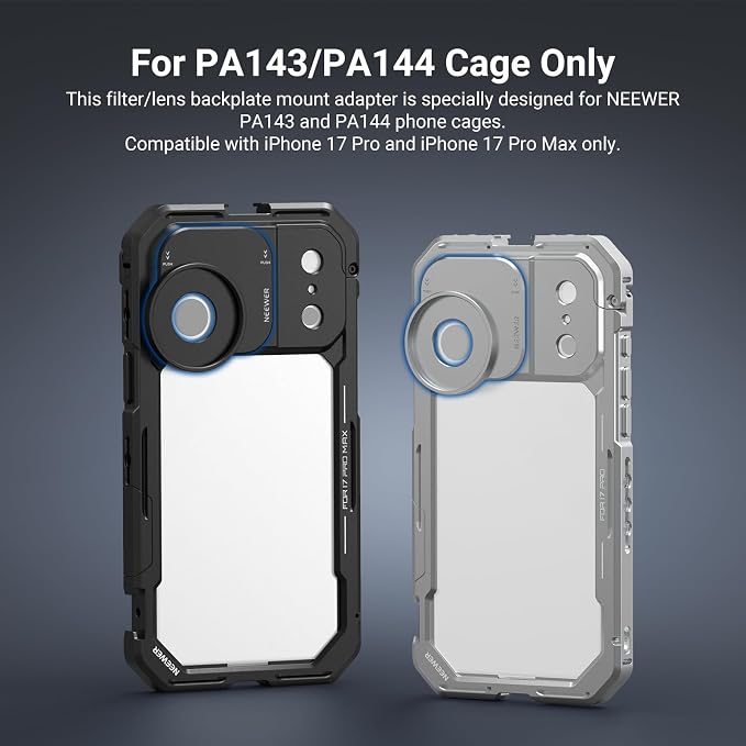 NEEWER 37mm Filter Lens Backplate for PA143/PA144 Phone Cage Only, Quick Release Video Rig Mobile Camera Photography Accessories Compatible with iPhone 17 Pro 17 Pro Max Beastgrip, PA152 (Silver) - Image 2
