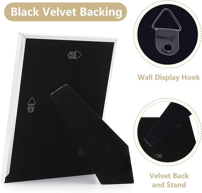 Premium Metal Picture Frame 5x7 Inches with Velvet Back Cover - Elegant and Durable Photo Frame for Displaying Cherished Memories, Perfect as Desk Decor, Home Office Accessory,White picture frame - Image 6