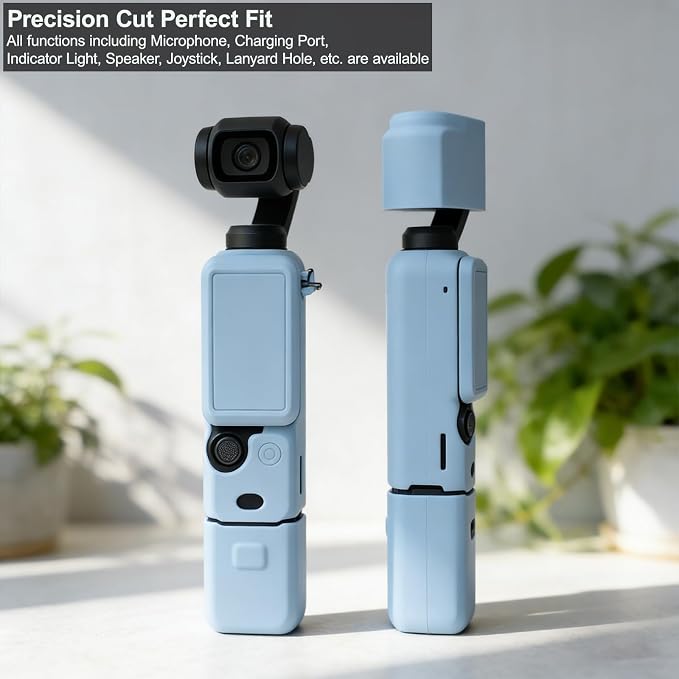 Case for DJI Osmo Pocket 3/Xtra Muse Camera, Soft Silicone Protective Case, Anti-Scratch, Slim Fit Skin with mic Cover and Screen Protector Accessories for Osmo Pocket 3/Xtra Muse (Sky Blue) - Image 4