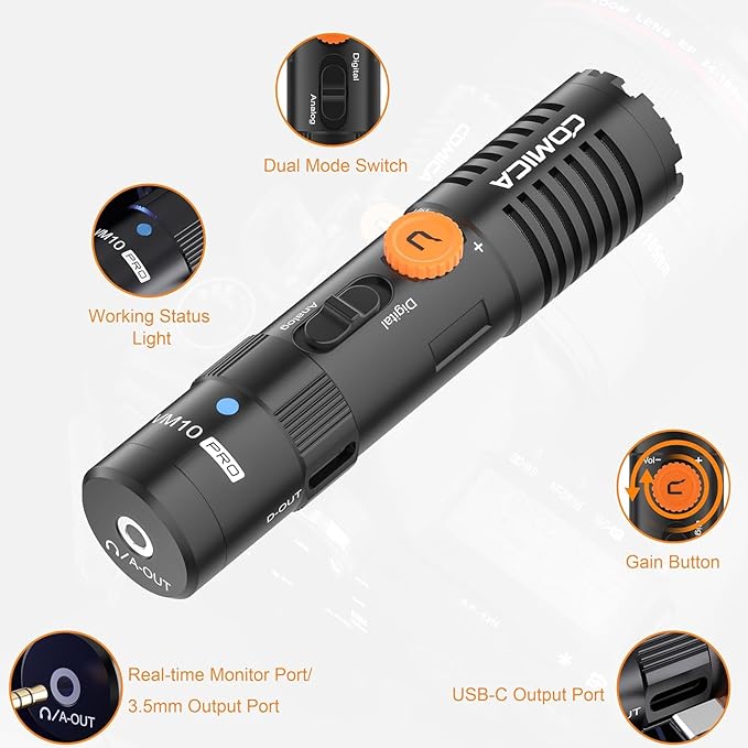 COMICA VM10 PRO Universal Video Microphone - Adjustable Gain, USB C Digital Output, Monitoring - Shotgun Mic for Camera, Smartphone, Tablet, PC - Ideal for Vlogging, Live Streaming, and Recording - Image 4