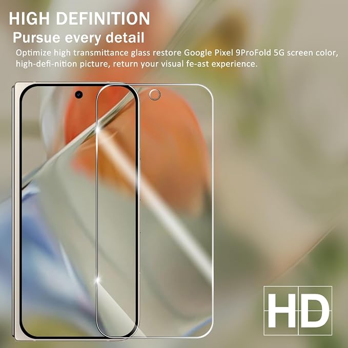 Screen Protector for Google Pixel 9 Pro Fold, [2+2 Pack] Tempered Glass for Pixel 9 Pro Fold & Camera Lens Protectors[Ultrasonic Fingerprint Unlock] [Case Friendly] [Bubble-Free] 6.3 Inches - Image 6