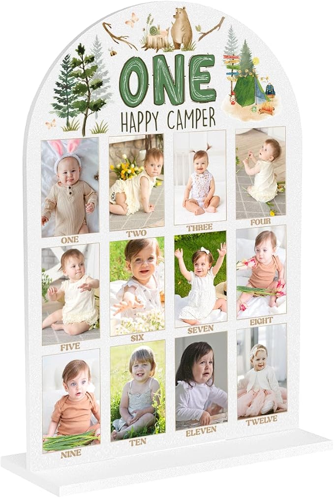 My First Year Photo Board Baby Milestone Signs One Year of Baby Photo Board, Best Babies Keepsake 10x14 Inches Acrylic Sign Decor Fits 2" x 3" Photo A04 by WelcometoMgfyfghj