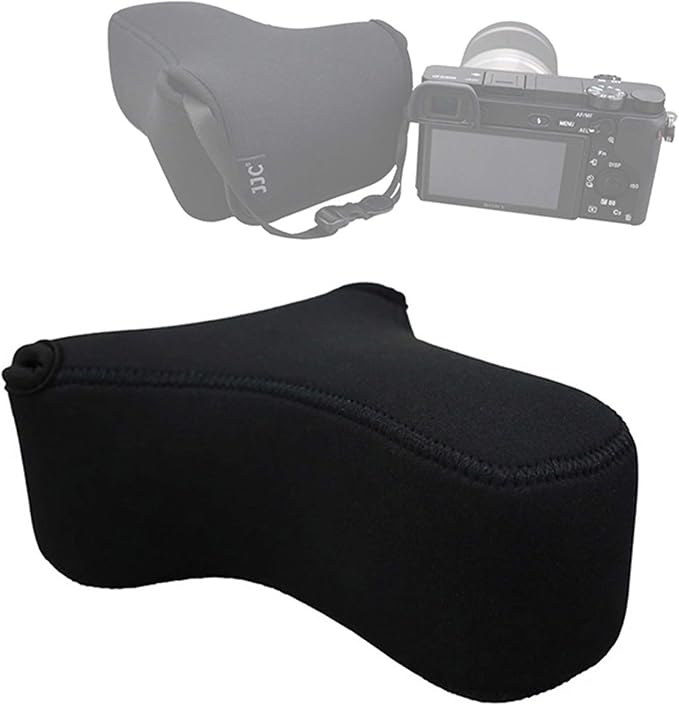 JJC Black Ultra Light Neoprene Camera Case for Sony a6600 a6500 a6400 a6300 a6100 a6000 a5100 w/55-210mm Lens, Pouch Bag for Fujifilm Fuji X-T30 X-T20 X-T10 W/ 55-200mm Lens, Elastic, Water Resistant by Fotasy