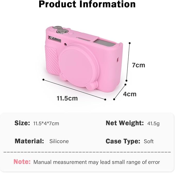 MUZIRI KINOKOO Case for Canon Powershot SX740/SX730 HS Digital Camera - Soft Protective Cover SX740 SX730 HS Camera Silicone Sleeve with Removable Lens Cover - Anti-Slip & Anti-Scratch - Pink - Image 7