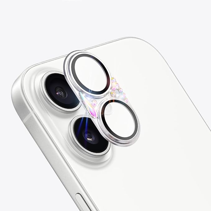Bling Diamond Camera Lens Protector Compatible with iPhone 17, Metal Glitter Gem Camera Cover，9H Tempered Glass lens full Screen Protector with 3D Rhinestone Sparkle - Image 3