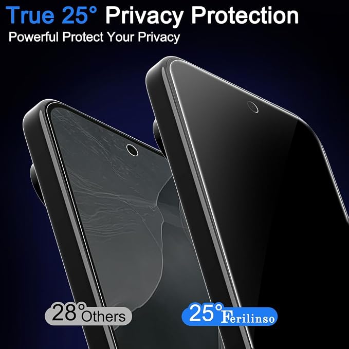Ferilinso 3 Pack Privacy Screen Protector for Google Pixel 11 Pro | 9H+ Tempered Glass, Military-Grade Shatterproof, Anti-Scratch, HD, Case Friendly, Easy Installation Bubble Free - Image 2