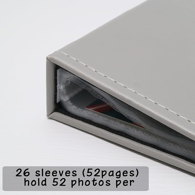 Small Photo Album 5x7 52 Pockets Leather Cover Picture Book Holds 5x7 Photos for Wedding, Baby, Family, Graduation - Image 2